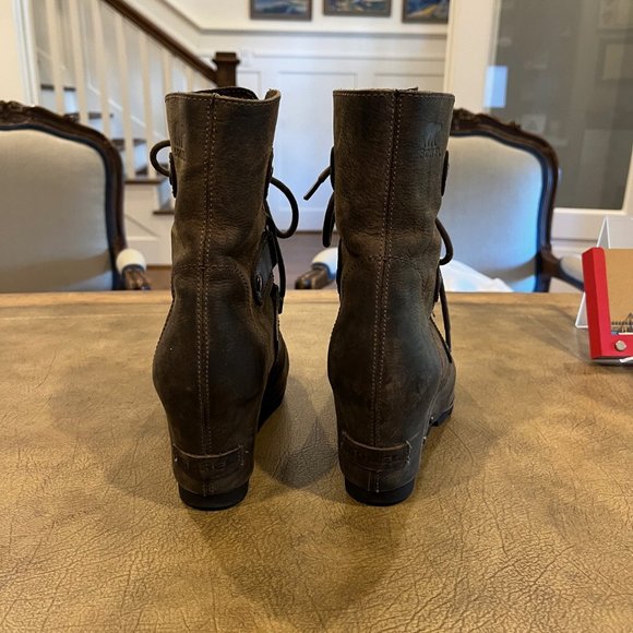 Sorel Women's Joan Of Artic Wedge Lace Up Color Grill Brown Size US 6.5 - Picture 4 of 7